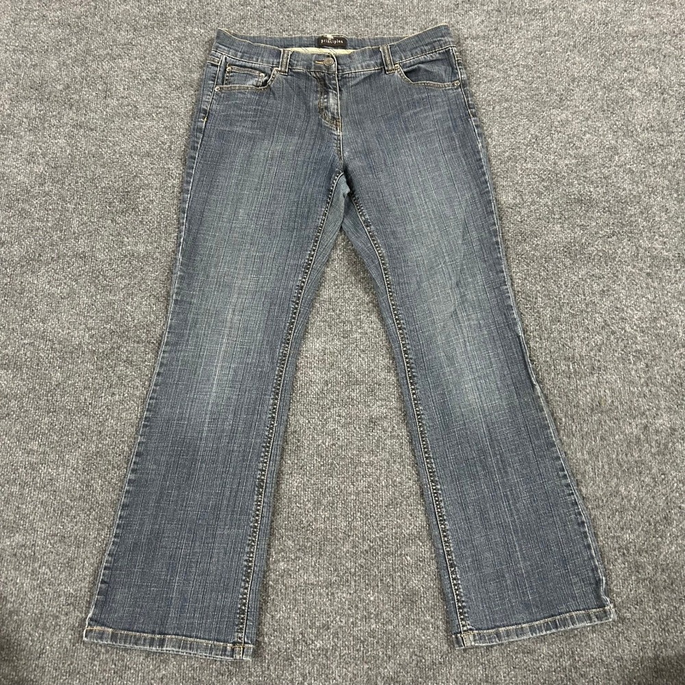Principles Jeans Womens Size 14 Blue Bootcut Stretch Denim Mid Rise Faded Wash
